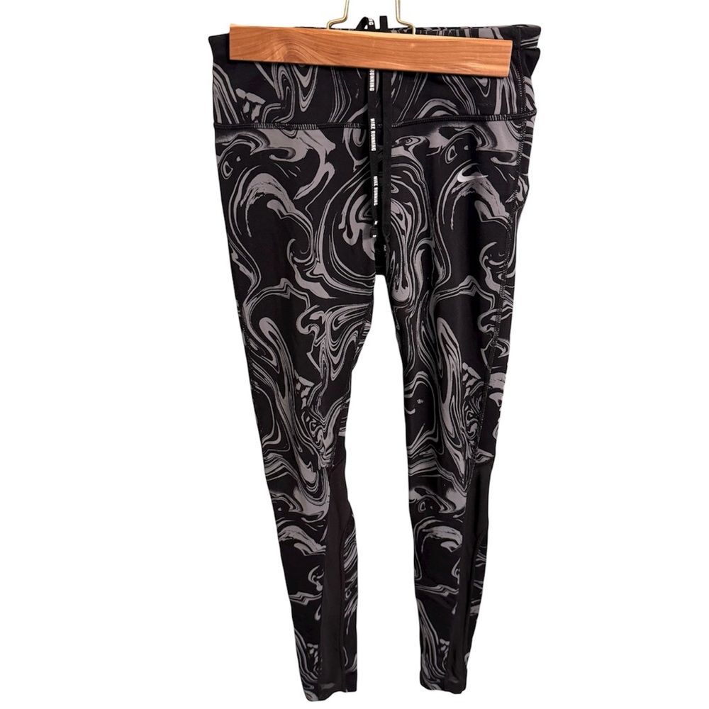 Nike Power Running Leggings Epic Lux Women's Black and Gray Swirl Pattern